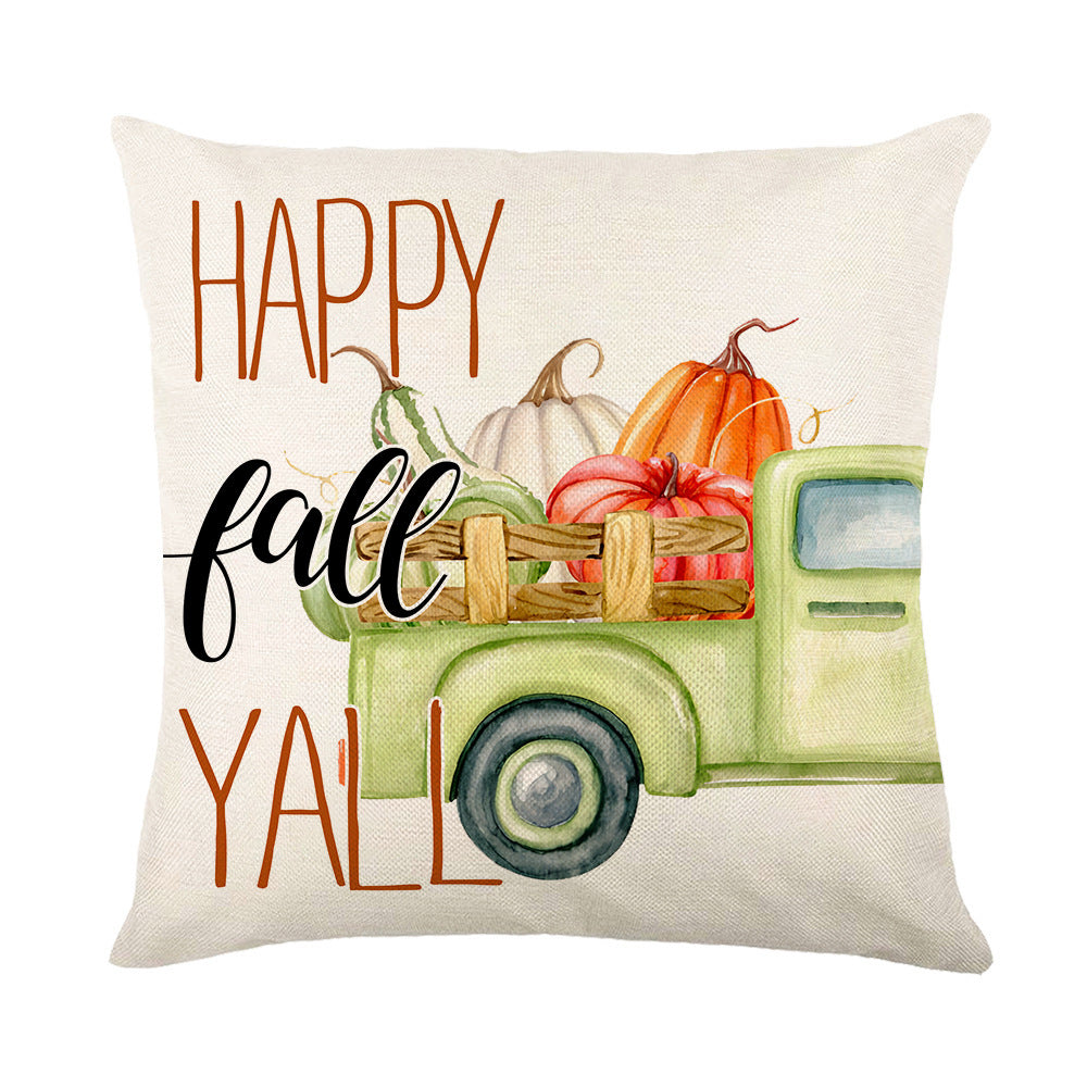 Wholesale Thanksgiving Throw Pillow Cover Linen Maple Leaf Printing Home Pillow Cushion Cover