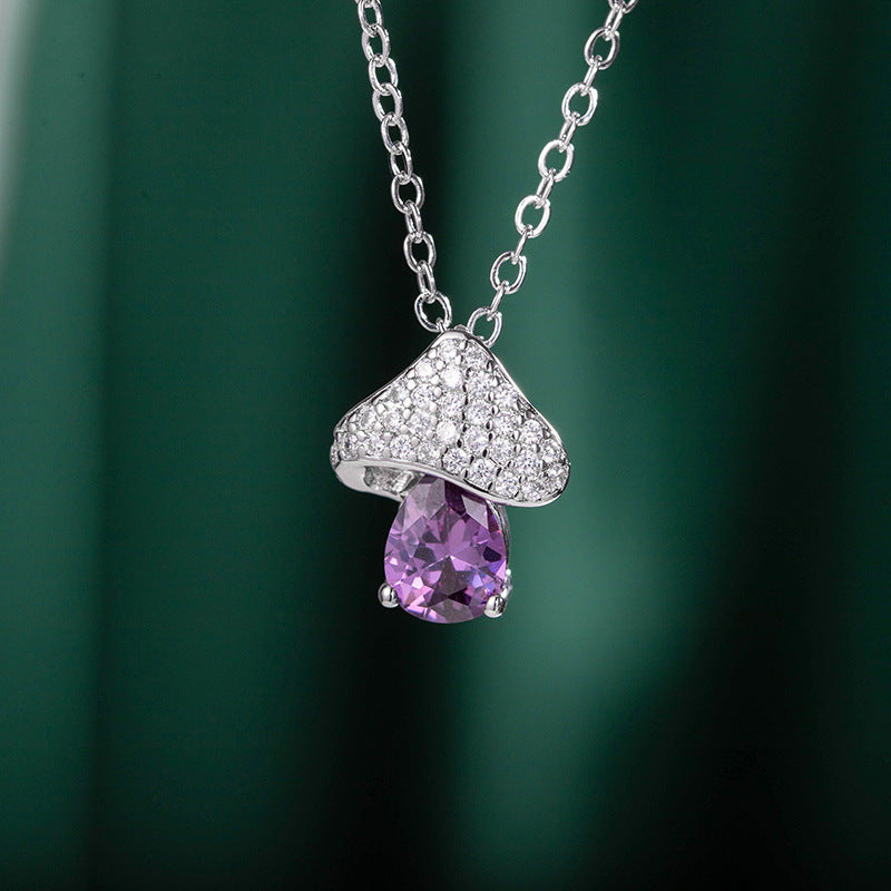 Wholesale Copper Mushroom Crystal Pendant Necklace