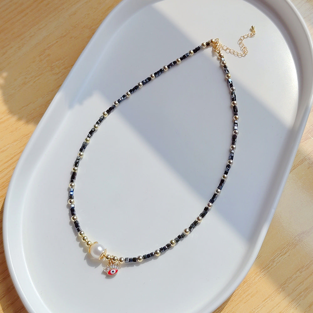 Wholesale Real Gold Small Cube Crystal Pearl Necklace