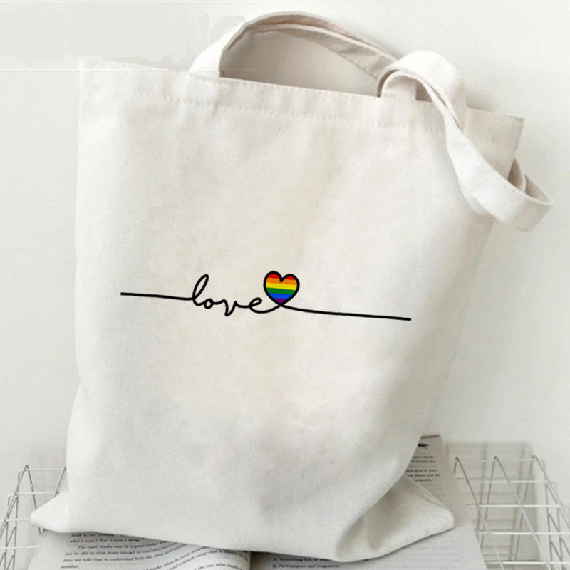 Wholesale Lgbt Love is Loves Rainbow Print Canvas Bag