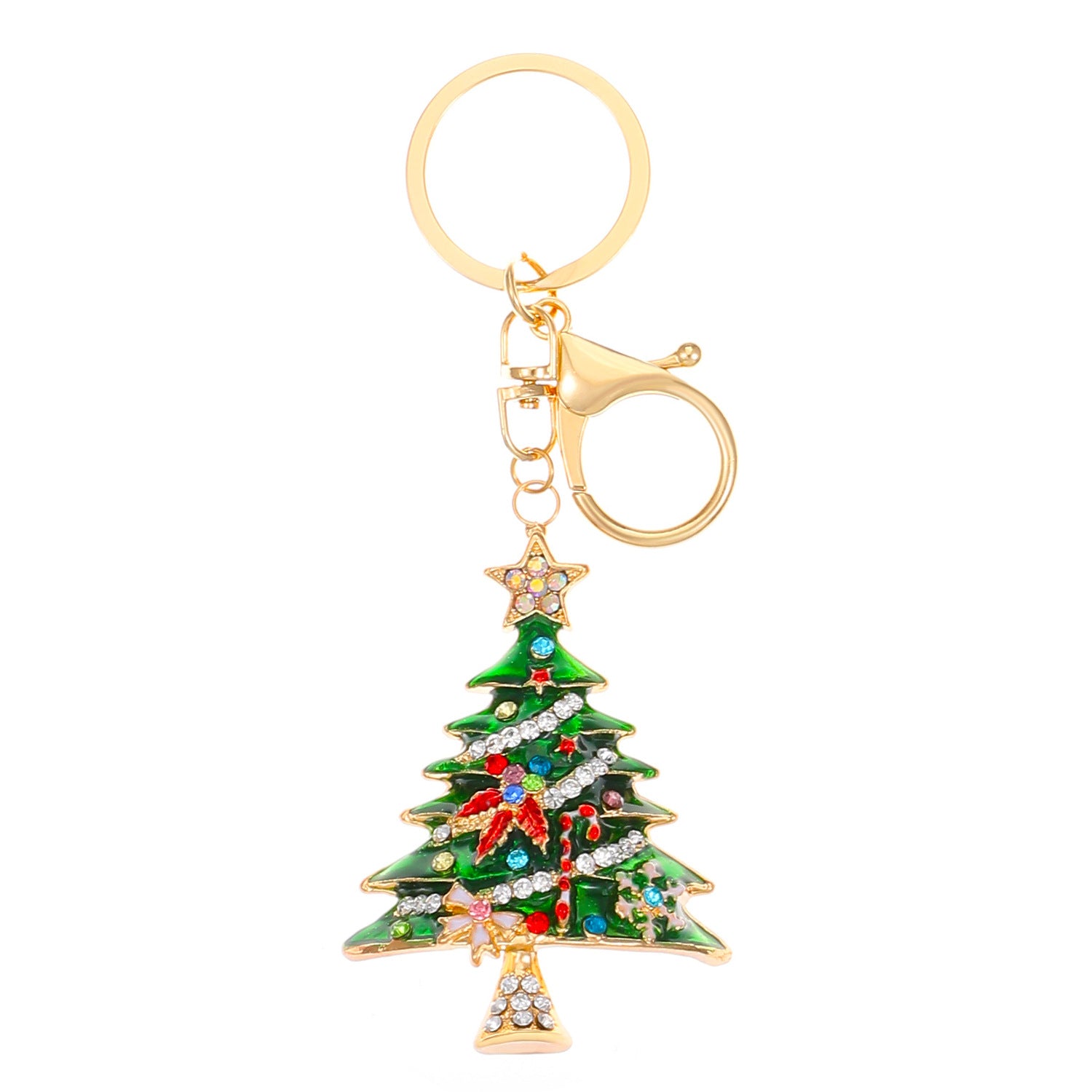 Wholesale Diamond Drip Oil Christmas Tree Zinc Alloy Keychain