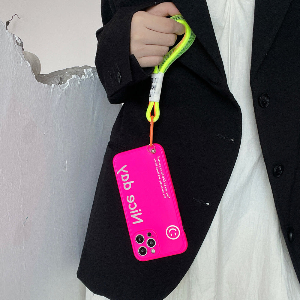 Wholesale TPU English Smiley Fluorescent Color Bracelet Soft Phone Case