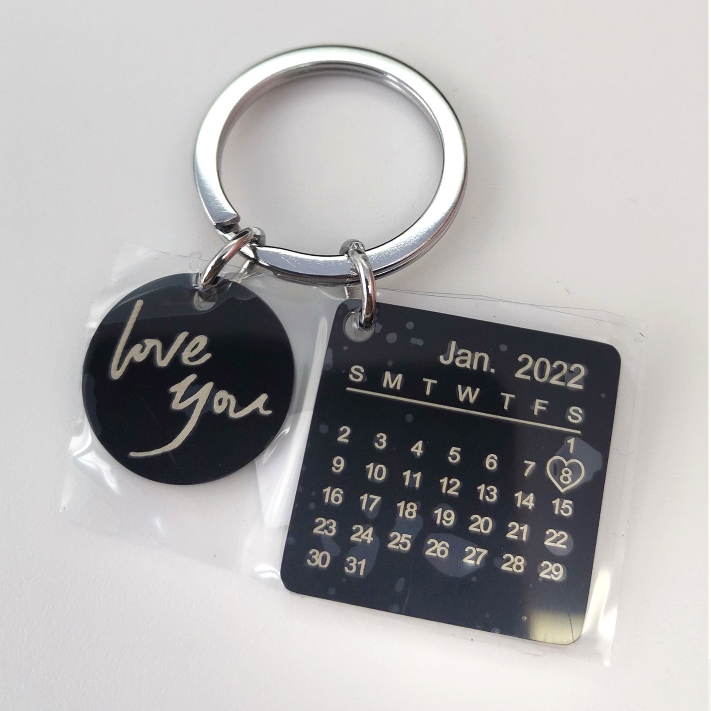 Wholesale Valentine's Day Calendar Engraved Titanium Steel Keychains