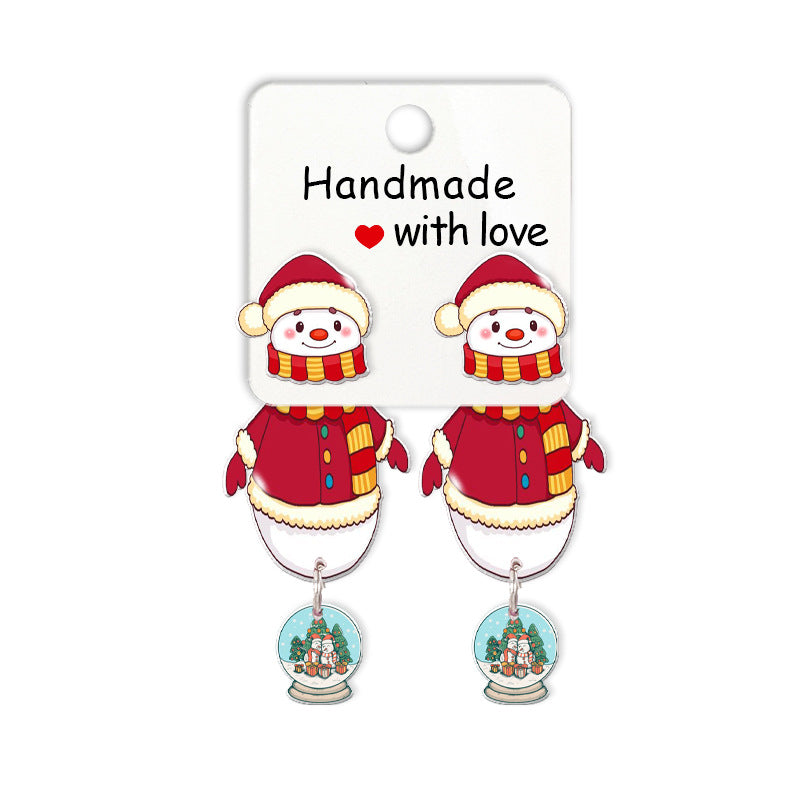 Wholesale Cartoon Christmas Snowman Resin Earrings