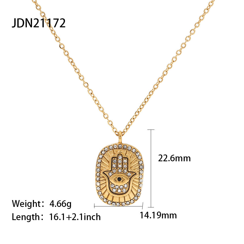 Wholesale Stainless Steel Gold Plated Hand Pendant Necklace