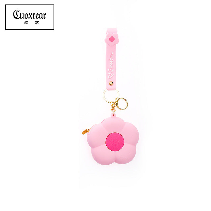Wholesale Flower Silicone Mini Cartoon Cute Zipper Keychain Wallet