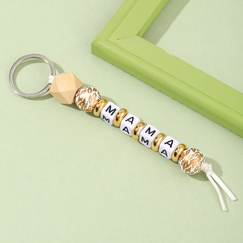 Wholesale MAMA Letter Silicone Beads Mother's Day Gift Keychain