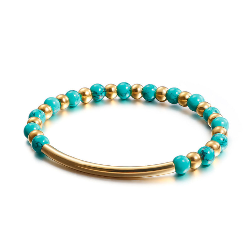 Wholesale Multicolor Turquoise Beads Stainless Steel Bracelet