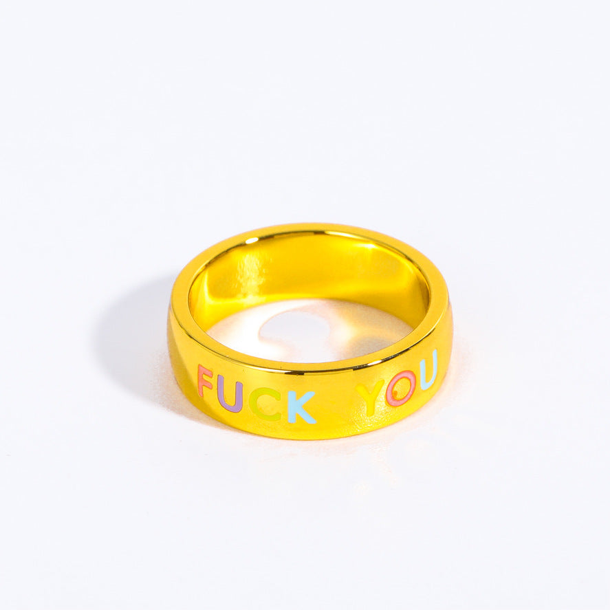 Wholesale 18K Gold Dirty Words Titanium Steel Rings