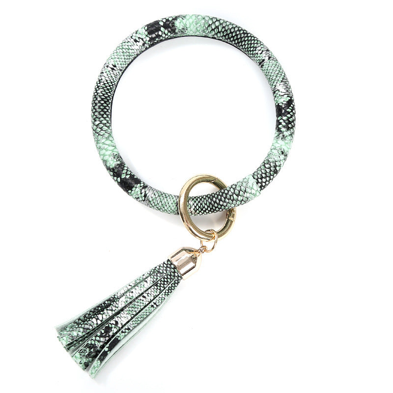 Wholesale PU Leather Snake Pattern Wrist Keychain