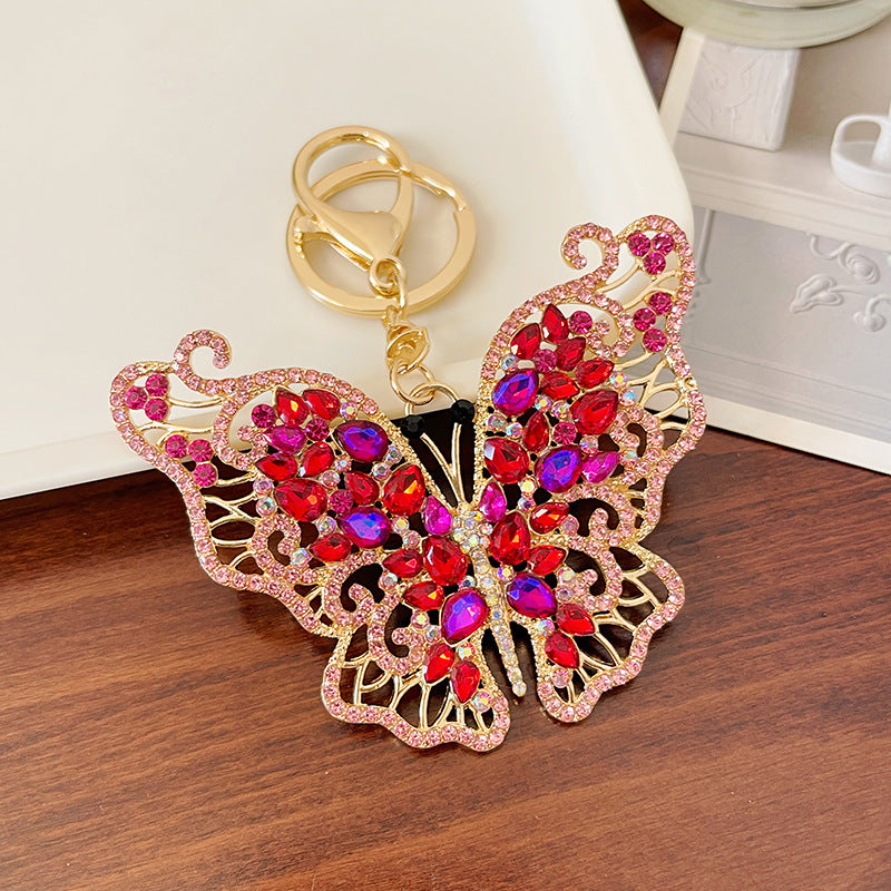 Wholesale Zinc Alloy Crystal Full Diamond Hollow Butterfly Keychain