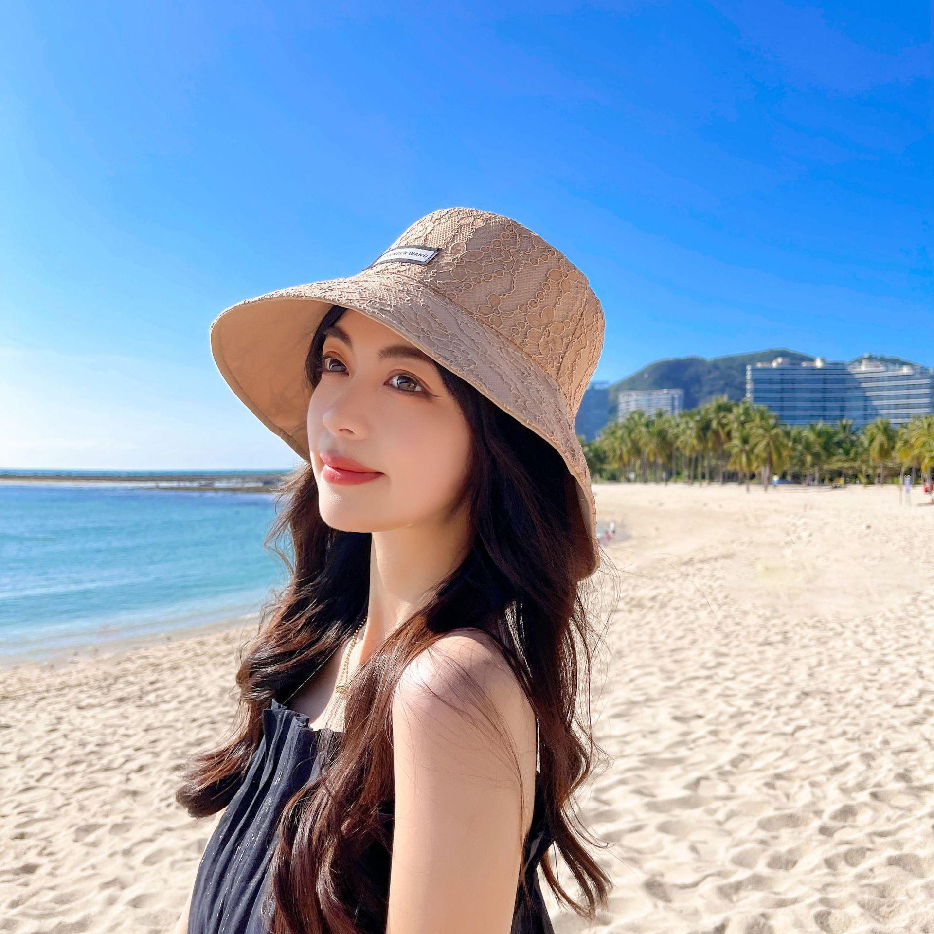 Sombrero de pescador de doble cara con encaje de poliéster y algodón al por mayor para mujer