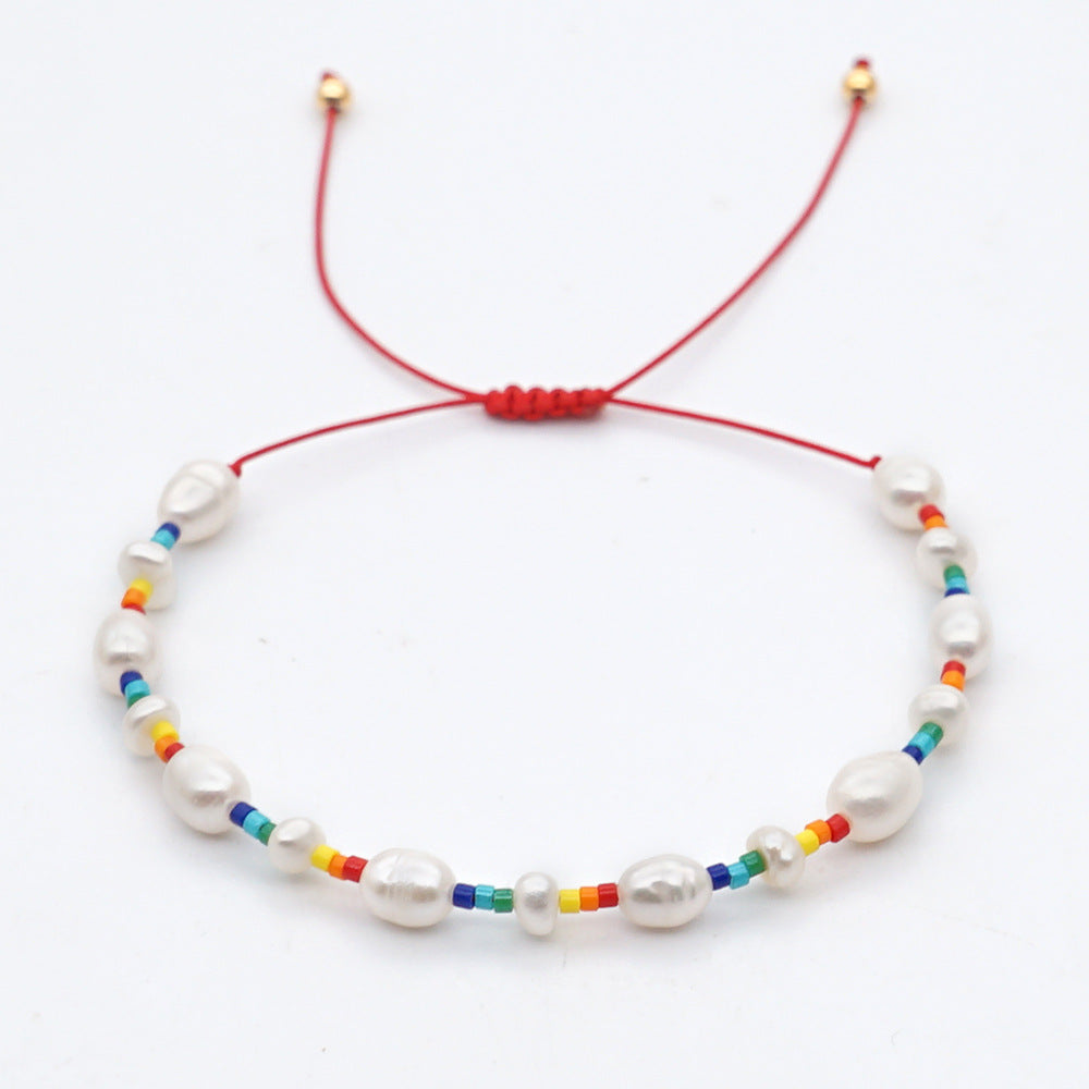 Pulsera de cristal de perlas de agua dulce naturales barrocas al por mayor