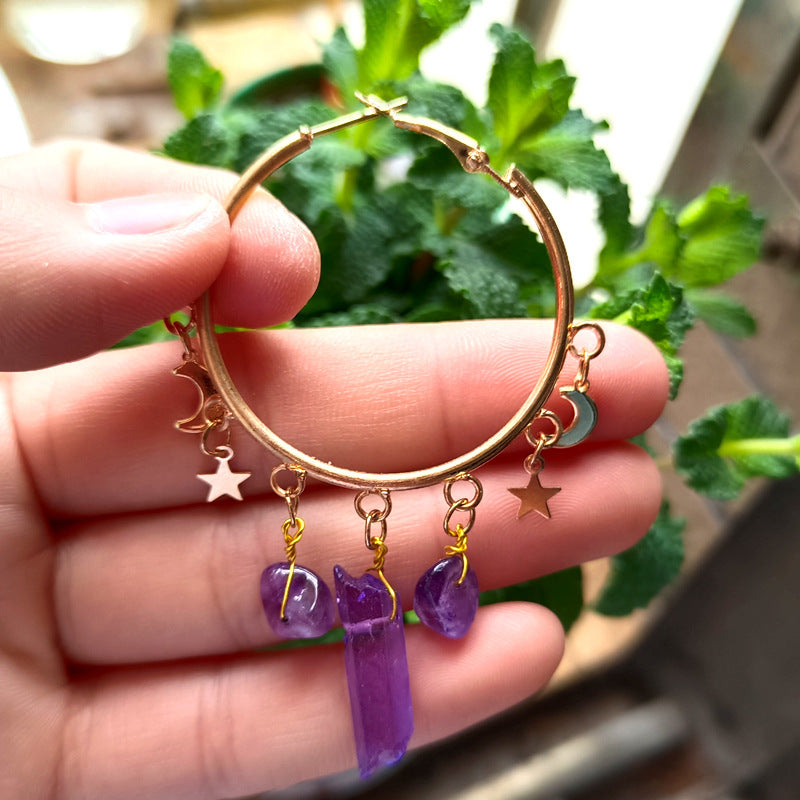 Wholesale Amethyst Alloy Earrings