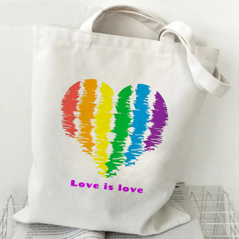 Wholesale Lgbt Love is Loves Rainbow Print Canvas Bag