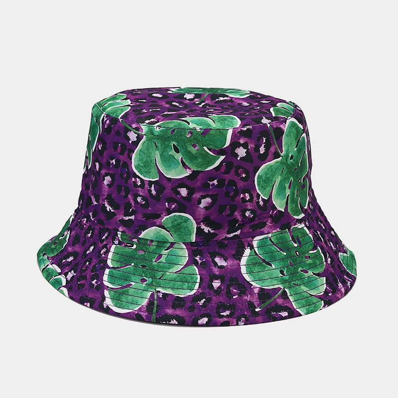 Wholesale Cotton Polyester Foldable Leopard Print Reversible Fisherman Hat