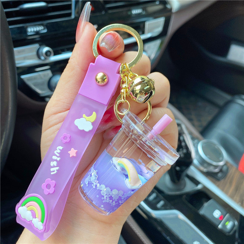 Llavero y llavero de botella de arco iris y botella de arco iris acrílico al por mayor