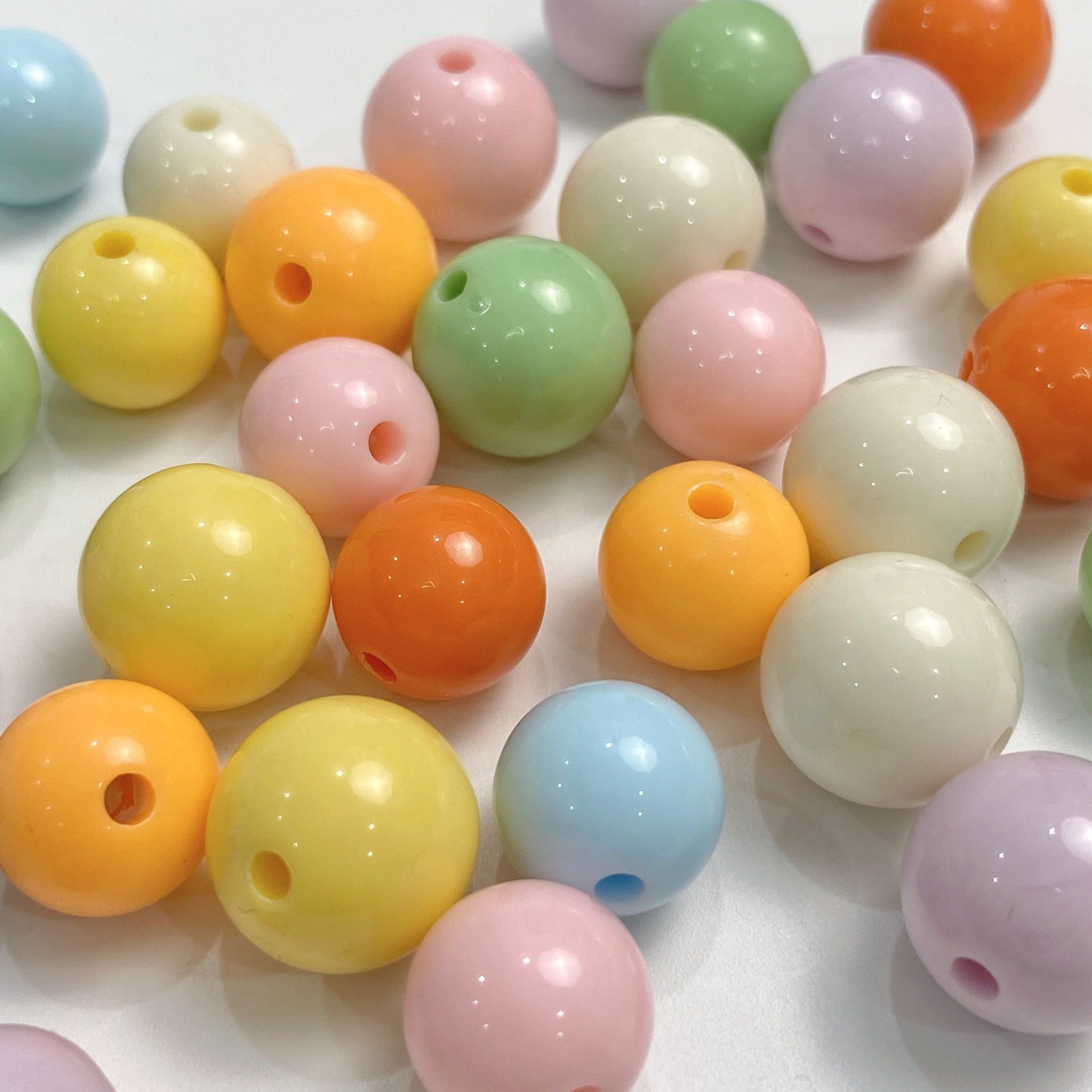 Wholesale 10pcs/pack Creamy Straight Hole Solid Color Round Beads