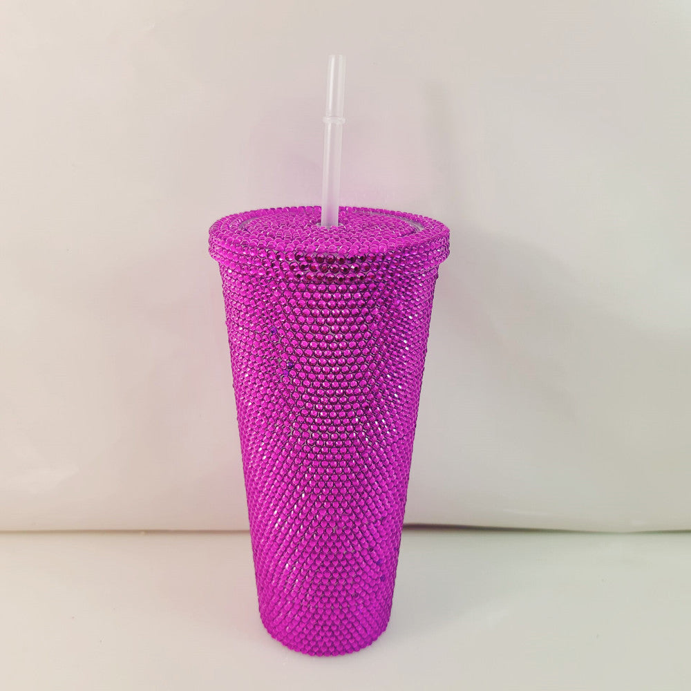 Taza de beber acrílico con incrustaciones de diamantes de doble capa al por mayor