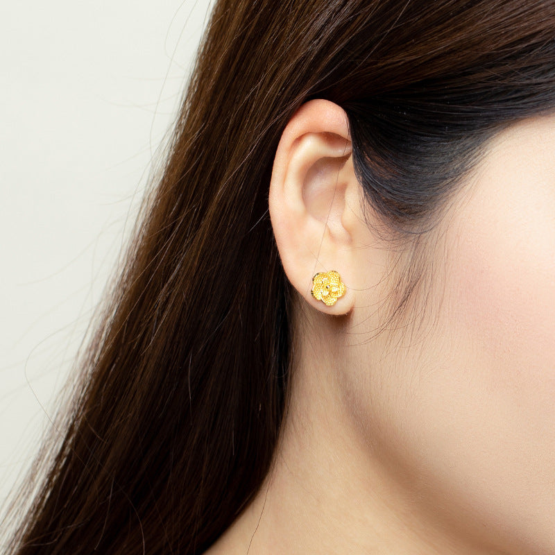 Wholesale Vintage Rose Flower 24K Gold Alloy Earrings