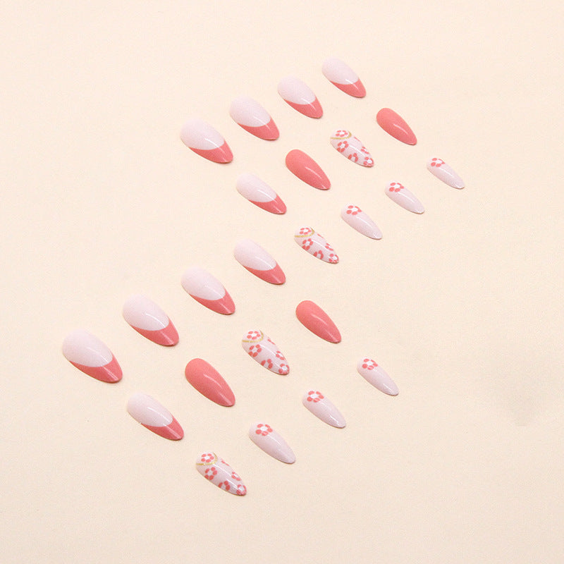 Wholesale Resin Small Flower Almond Manicure 24 Pieces Box