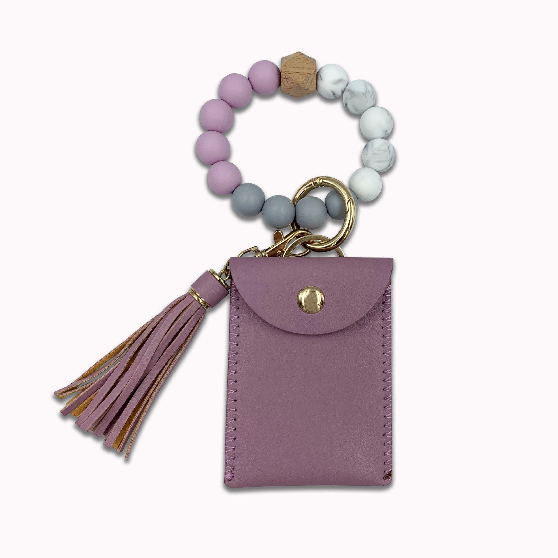 Wholesale Silicone Beaded Tassel Card Holder wrist keychain