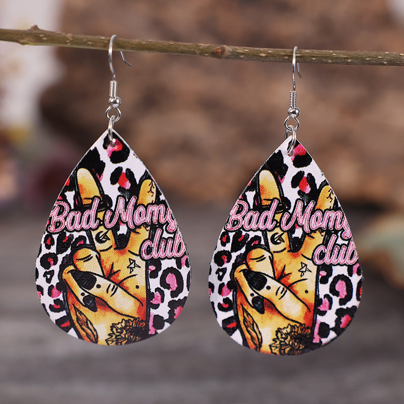 Pendientes De Cuero De Leopardo Rosa Lágrima al por mayor