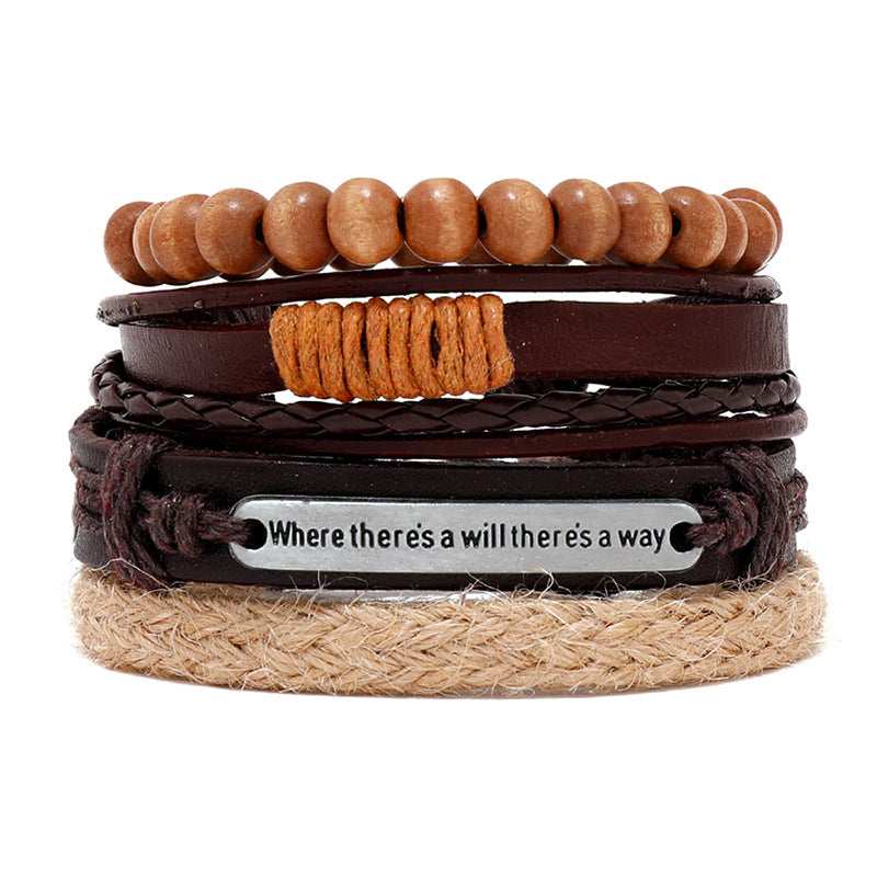 Wholesale Vintage Hand Made Leather Bracelet Set of Four