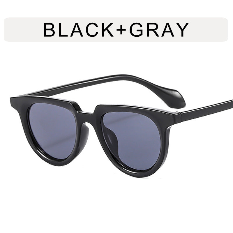 Venta al por mayor, medio marco ovalado, retro, ojo de gato, PC, gafas de sol para mujer