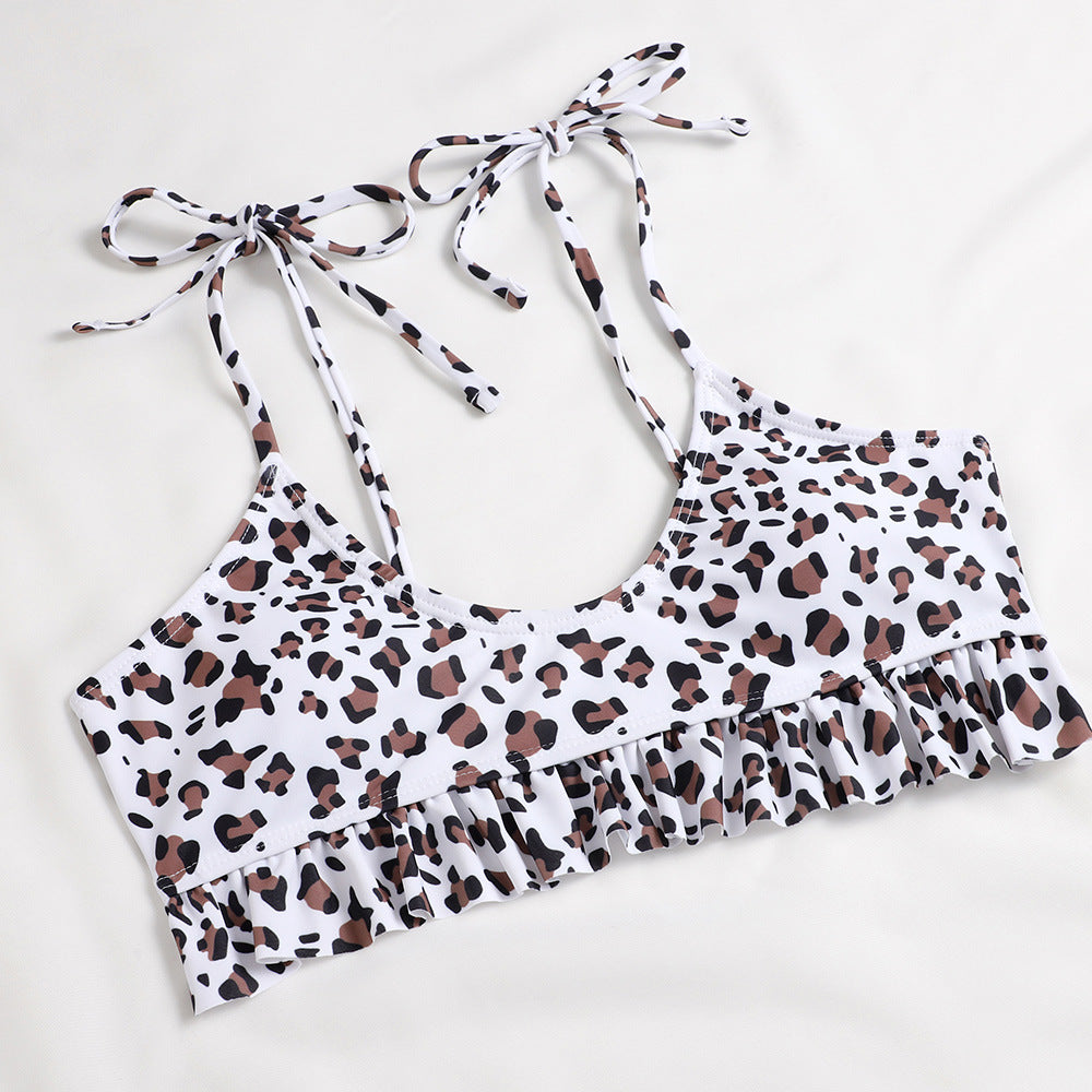 Wholesale Leopard Strap Two-piece Polyester Swimwear