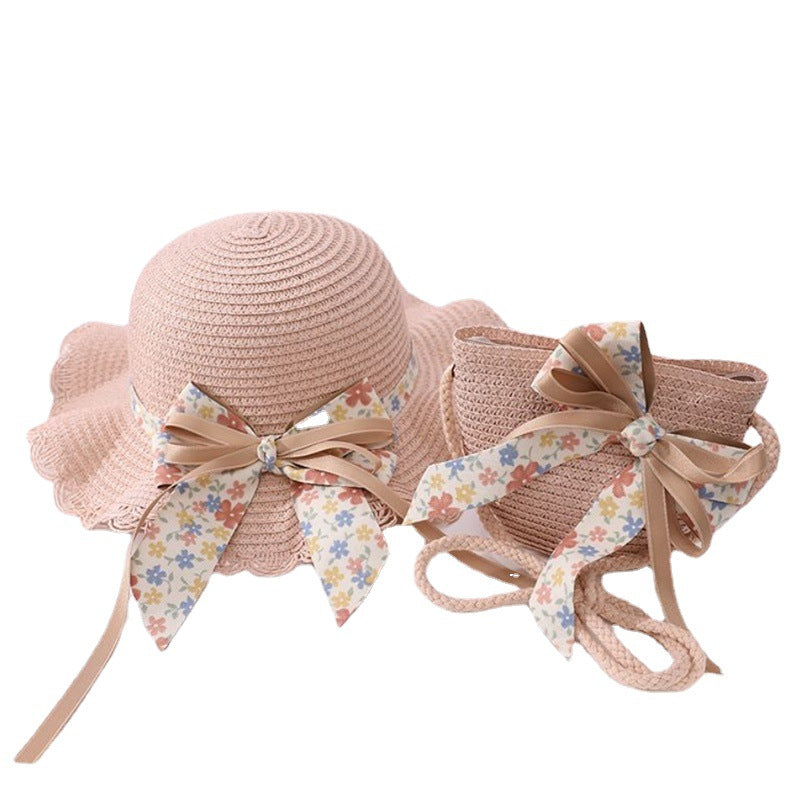 Venta al por mayor Paja Cinta Flor Niños Cubo Sombrero