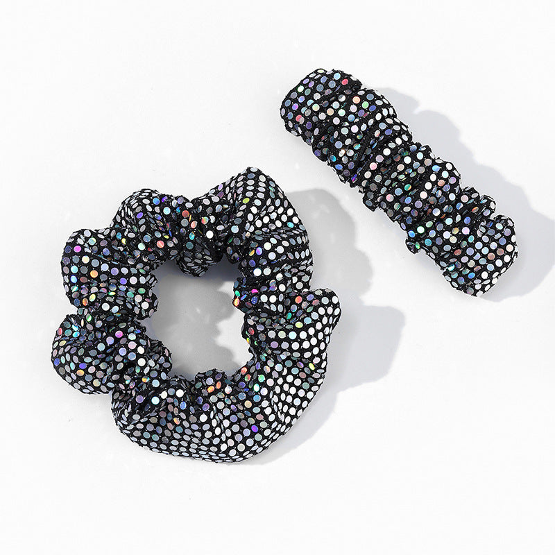 Wholesale Sequin Fabric Hair Scrunchies Hair Clips Set
