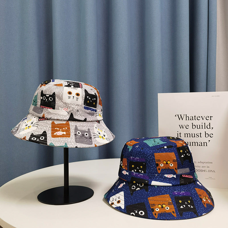 Wholesale Polyester Printed Cartoon Kitten Bucket Hat