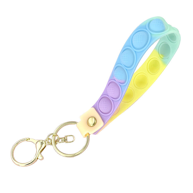Wholesale PVC Rainbow Fruit Decompression Frozen Leather Rope Keychain