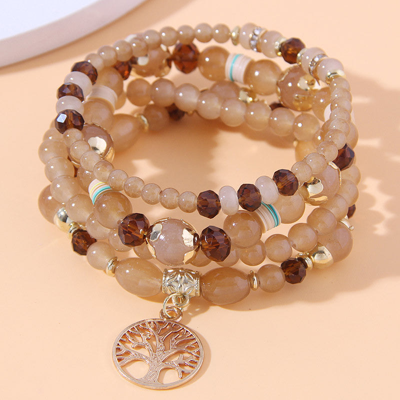 Venta al por mayor pulsera de aleación de cuentas de vidrio de árbol de la vida