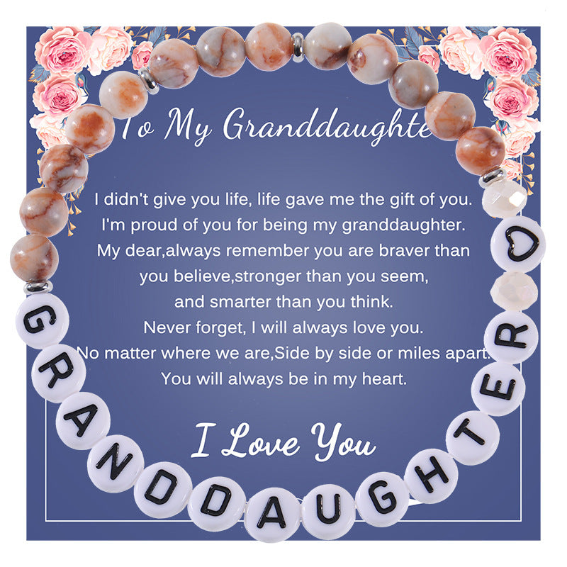 Wholesale Mother's Day Alphabet Natural Stone Beaded Bracelet