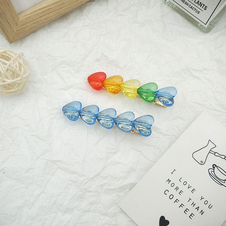 Wholesale Rainbow Hearts Acrylic Hair Clips Set