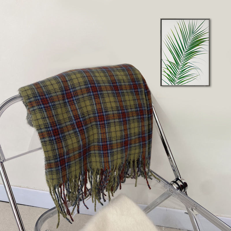 Wholesale New Year's Red Thick Warm Imitation Cashmere Plaid Scarves