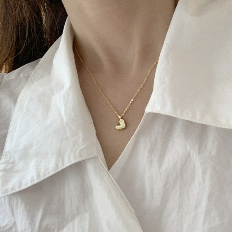 Wholesale Geometric Faceted Heart Pendant Copper Necklace