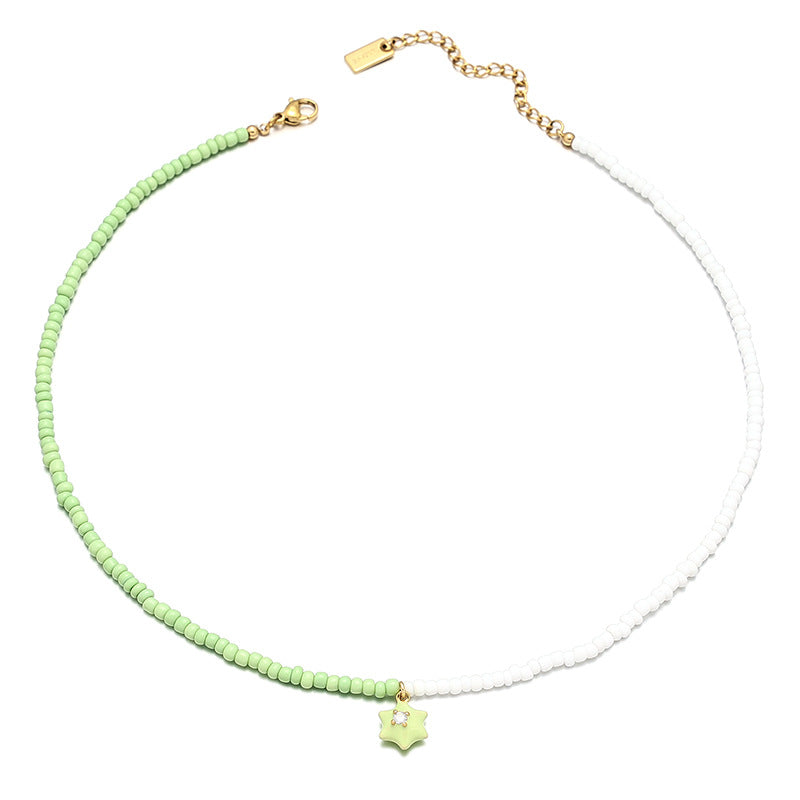 Wholesale Titanium Steel Micropaved 3D Star Necklaces