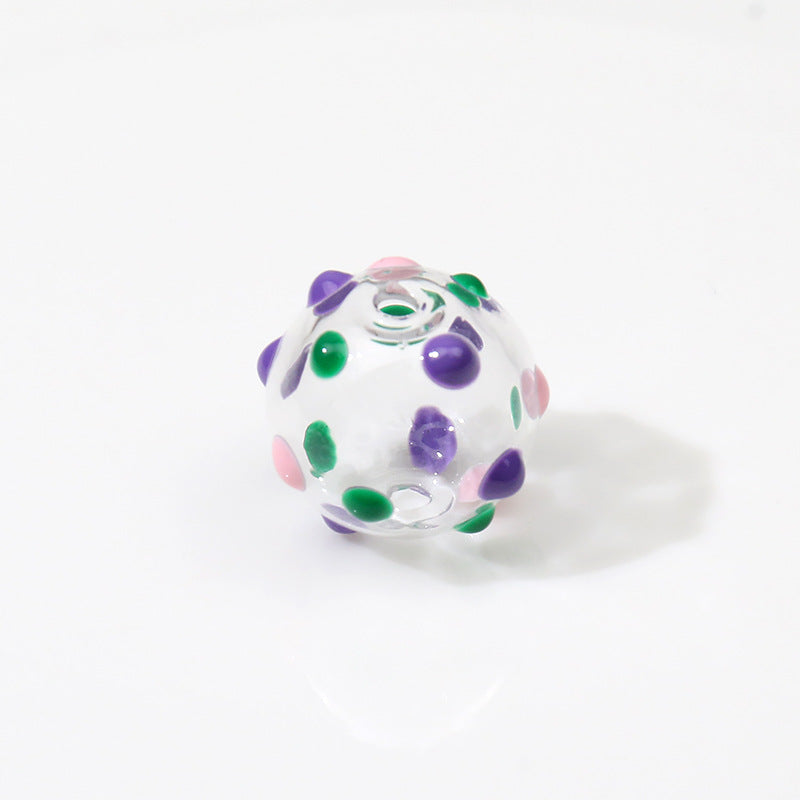 Accesorios de joyería de vidrio hueco pintado a mano al por mayor cuentas