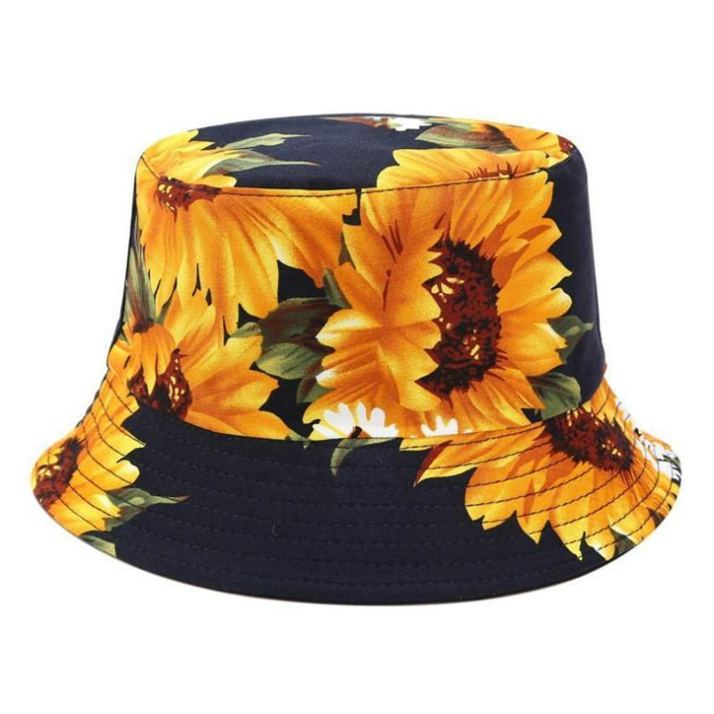 Wholesale Polyester Sunflower Reversible Bucket Hat