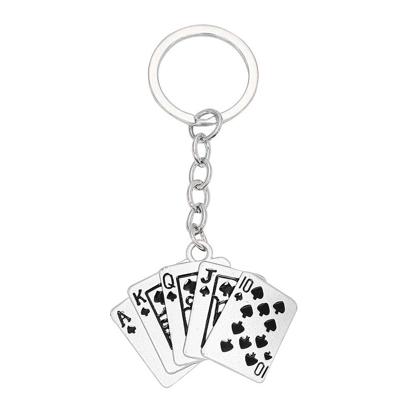 Wholesale Diamond Playing Card Metal Keychain