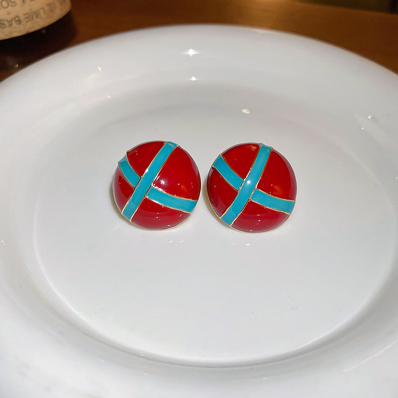 Venta al por mayor Plata Pin Goteo Flor Círculo Vintage Pendientes Metal