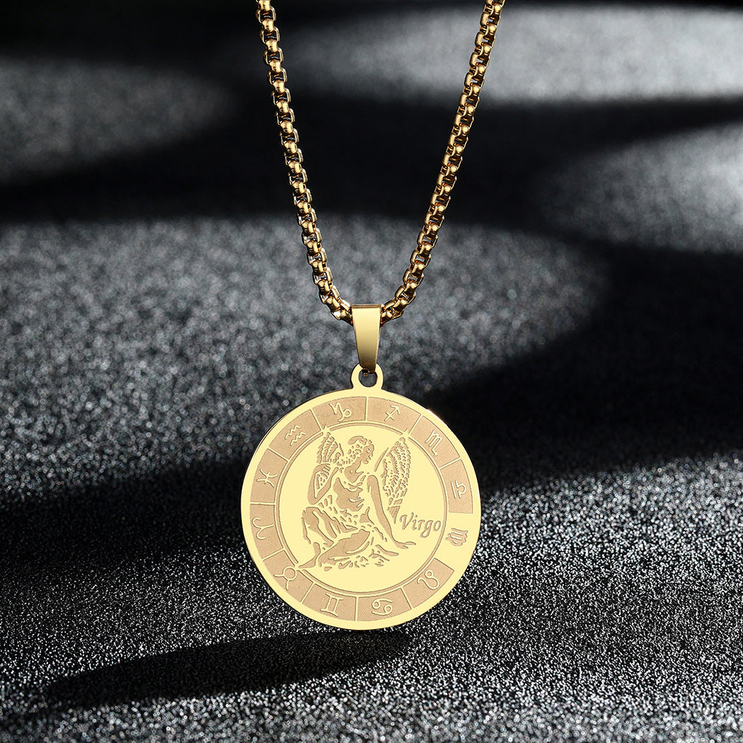 Venta al por mayor collar colgante de acero inoxidable 12 constelaciones