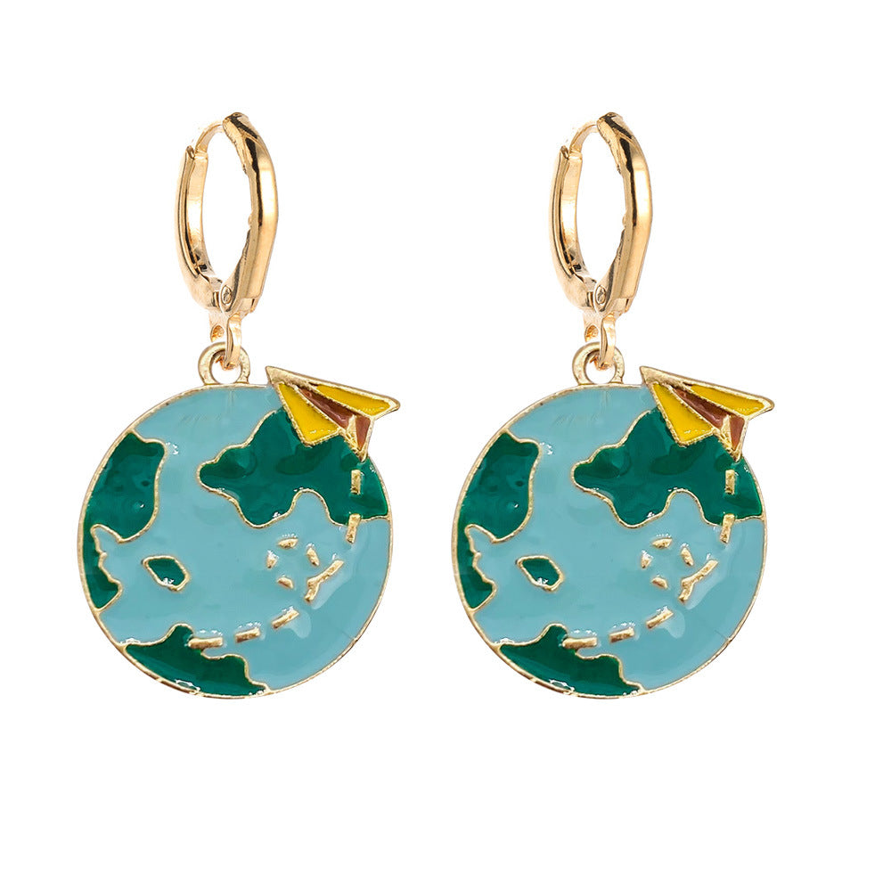 Venta al por mayor Día del maestro Cepillos Despertador Tierra Pendientes de metal