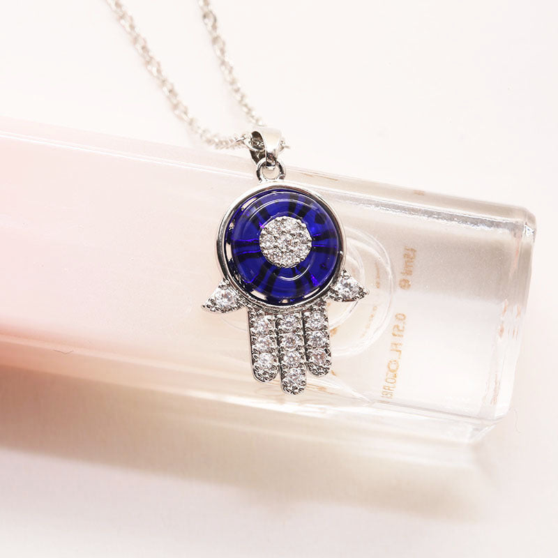 Wholesale Micropaved Zircon Devil Eye Copper Necklaces