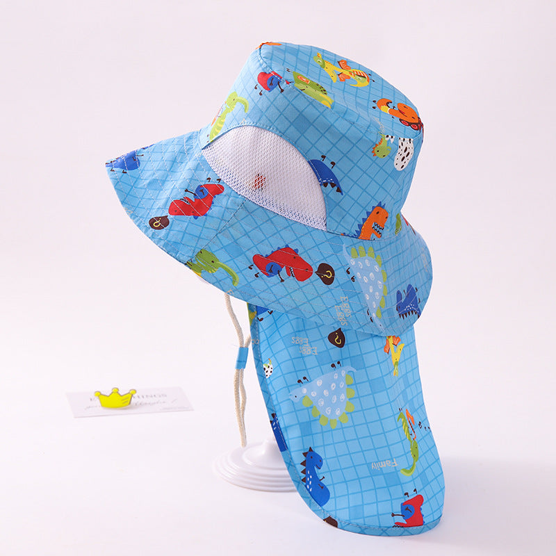 Venta al por mayor de sombreros de pescador de niños de dinosaurio de dibujos animados de algodón