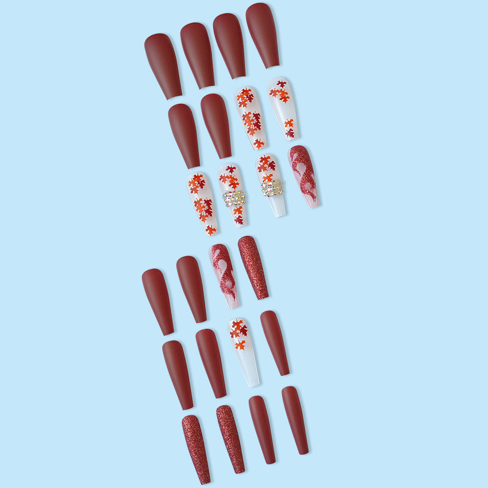 Wholesale Flaming Maple Leaf Long Nail Stickers