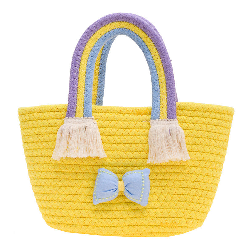 Bolso al por mayor de la playa del arco iris tejido cuerda del algodón del PDA